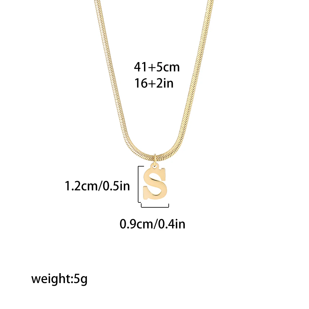 A-Z Alphabet Gold Plated Stainless Steel Pendant Necklace for Women Snake Chain Initial Letter Clavicle Necklaces Collar Jewelry - Image 6