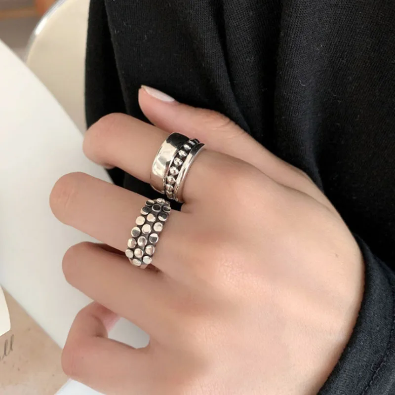 VENTFILLE 925 Sterling Silver Geometric Multilayer Round Bead Ring Female Fashion Punk Temperament Prevent Allergy Charm Jewelry - Image 6