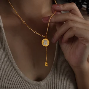 Cute Bear Pendant Necklaces For Women Stainless Steel Gold Plated Waterproof Women's Neck Chain Charm Necklace Luxury Jewelry