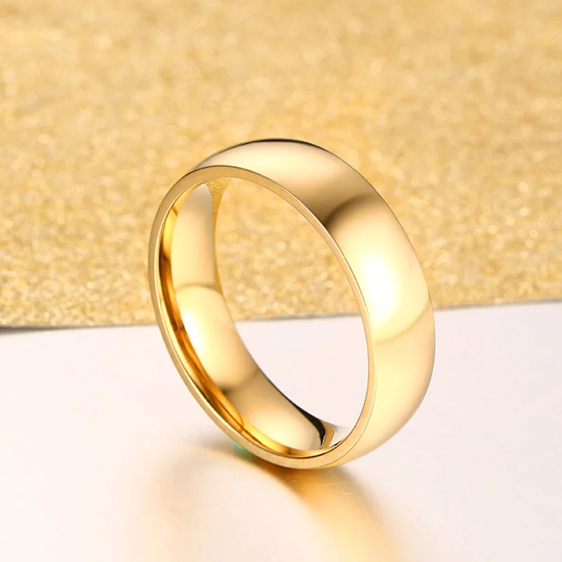 Gold Color Wedding Band Engagement Stainless steel Ring for Women Men US Sizes 4 5 6 7 8 9 10 11 12 13 14 15 Free Shipping