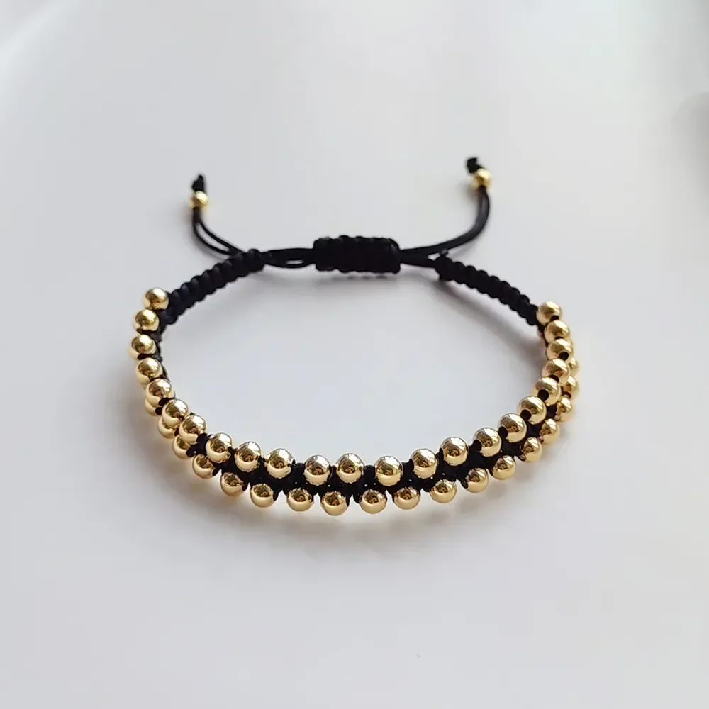 KKBEAD Handmade Braided Bracelet Jewelry for Women 4mm High Quality Gold Plated Beads Bracelets Bijoux Fashion Pulseras Femme - Image 3