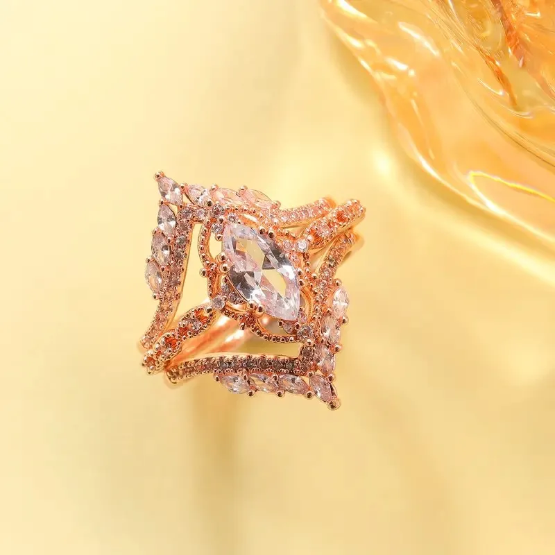 Bohemian Cubic Zirconia Set Ring, Romantic French Countess Engagement Wedding Ring, Wedding/Party/Valentine's Day Elegant Women' - Image 3