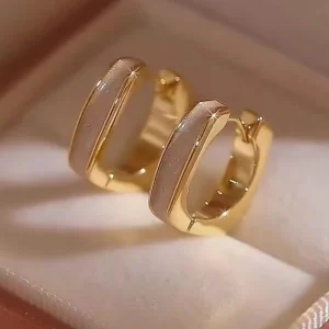 Trending Square Texture Hoop Earring Korean Exquisite Minimalist Geometric Earrings for Women Girls Retro Fashion Jewelry Gift