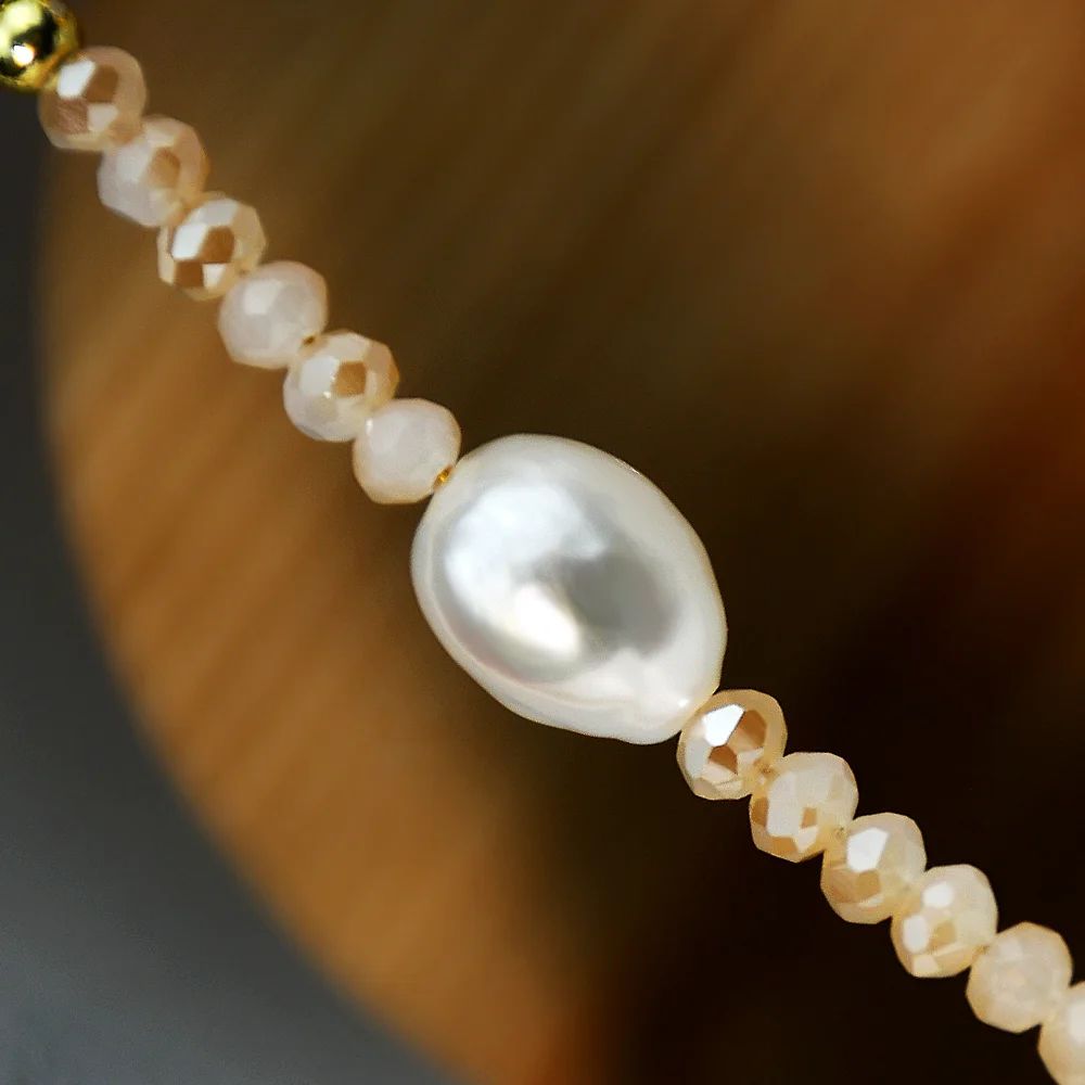 Natural Baroque Freshwater Pearl Faceted Glass Crystal Beads Necklace for Women Bride Wedding Party Elegant Jewelry - Image 5