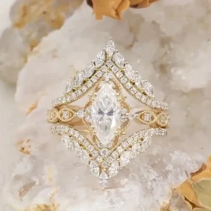 Bohemian Cubic Zirconia Set Ring, Romantic French Countess Engagement Wedding Ring, Wedding/Party/Valentine's Day Elegant Women'