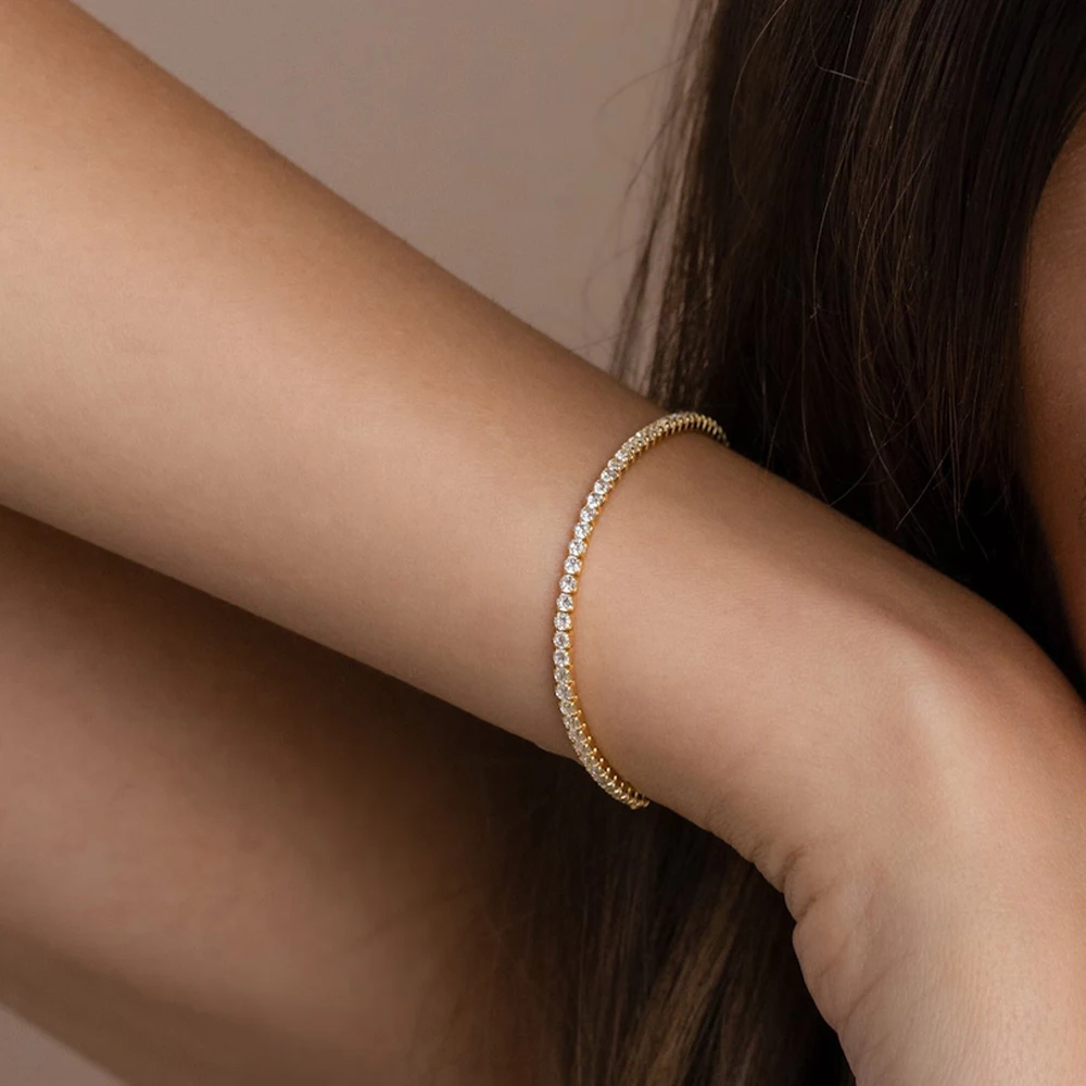 eManco Stainless Steel Women's Zirconia Tennis Bracelet Classic Bridal Accessories Wholesale - Image 3