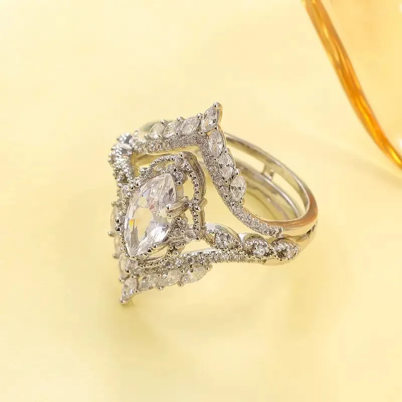 Bohemian Cubic Zirconia Set Ring, Romantic French Countess Engagement Wedding Ring, Wedding/Party/Valentine's Day Elegant Women' - Image 4