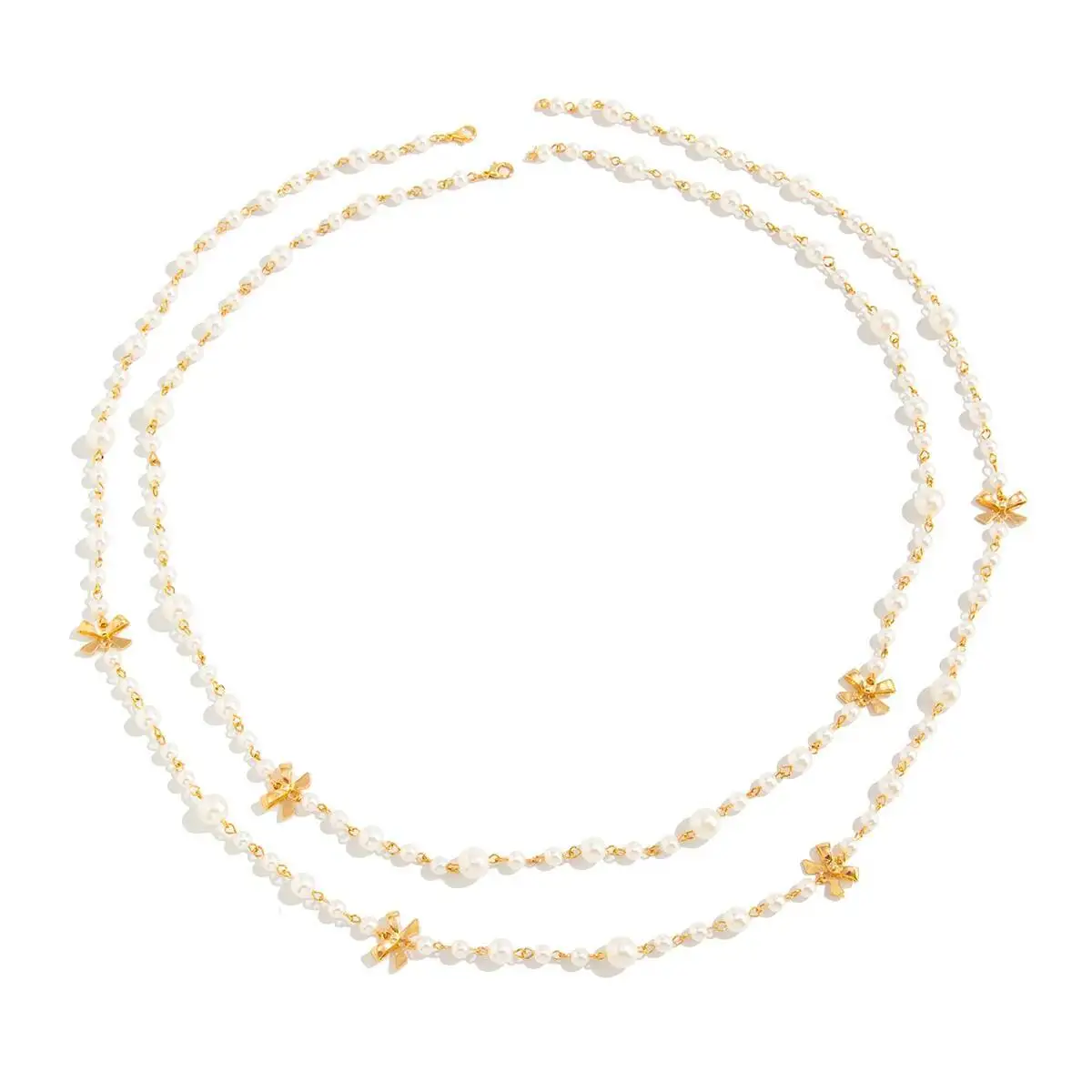 Salircon 2Pcs/Set Y2K Exquisite Imitation Pearl Long Necklace for Women Trendy Stacked Sweater Chains Charm Wedding Jewelry Gift - Image 2