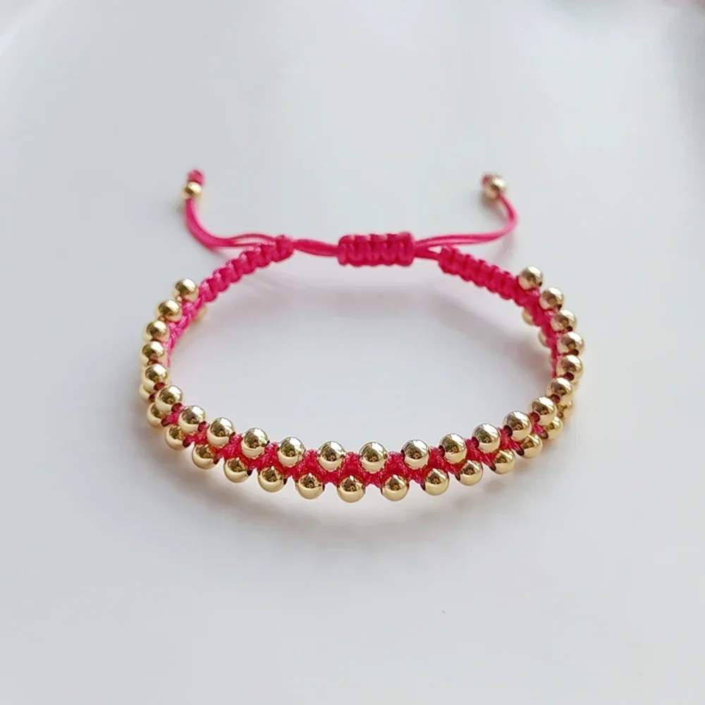 KKBEAD Handmade Braided Bracelet Jewelry for Women 4mm High Quality Gold Plated Beads Bracelets Bijoux Fashion Pulseras Femme - Image 2